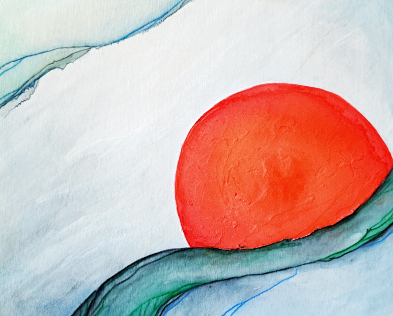 Sunset Into the Sea |  Watercolor on Wood - SOLD