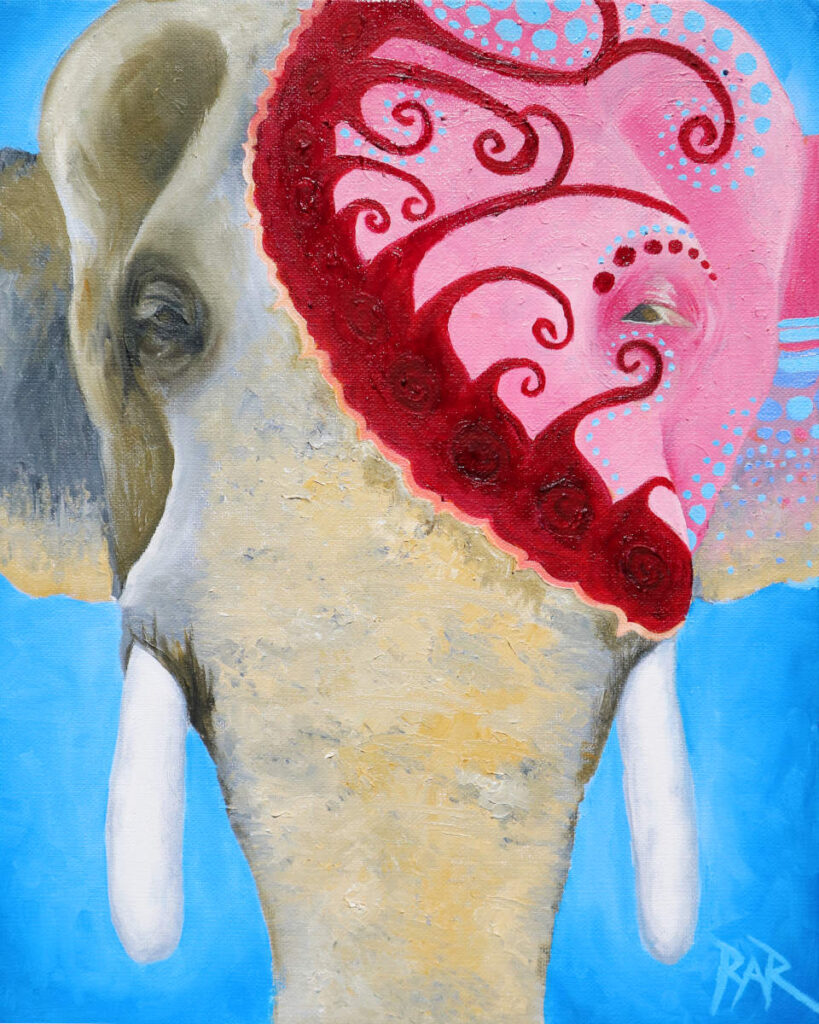 Painted Elephant | Oil on Canvas - Original & Prints Available